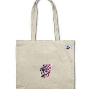 Let That Shit Go Pink Embroidered Tote Bag - Beige